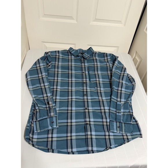 Oakley Other - Oakley Mens XL Blue Plaid Long Sleeve Button Down Shirt Zipper Pocket Mesh Back